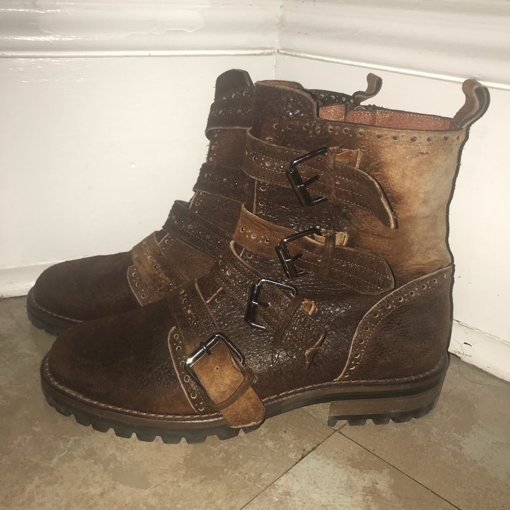 Corral Distressed Brown Leather Ankle Boots